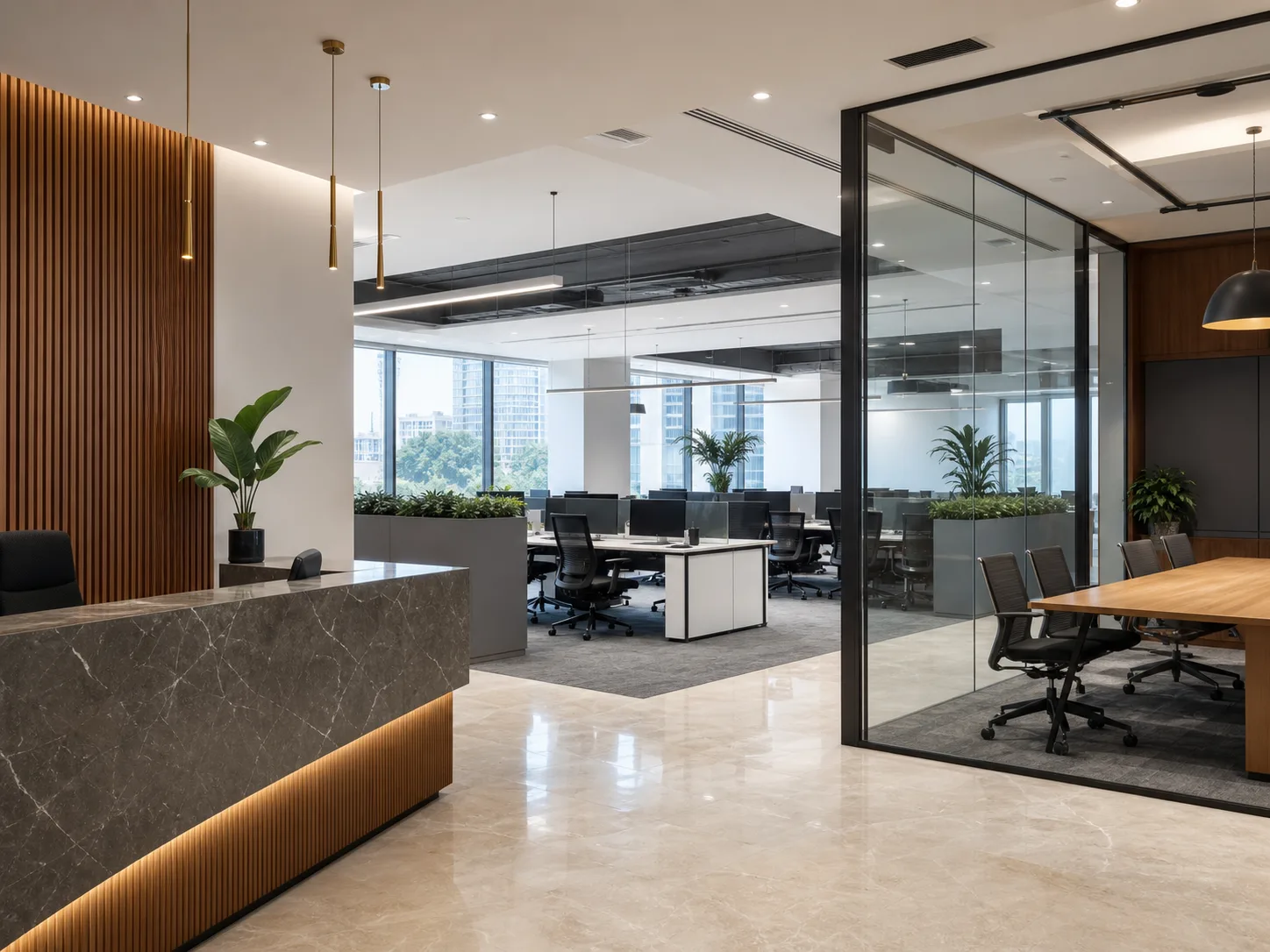 Representative modern corporate workspace